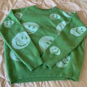 Forever 21 Green Smiley Sweater